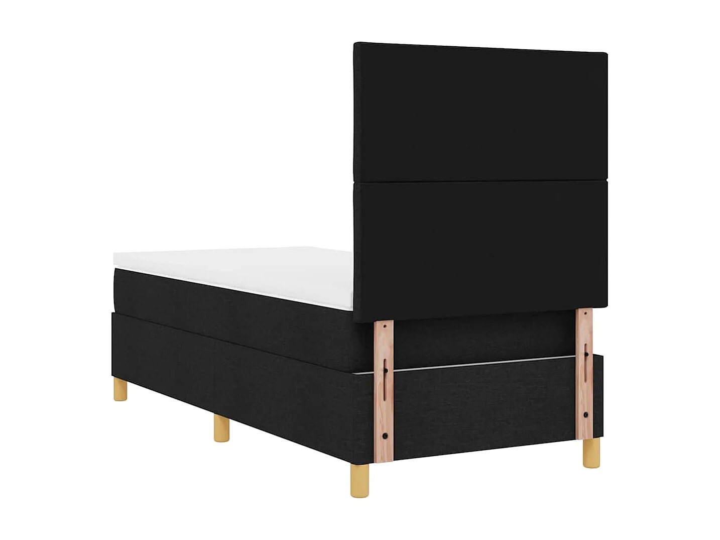 Lit à ressorts avec matelas Noir 90 x 190 cm tissu