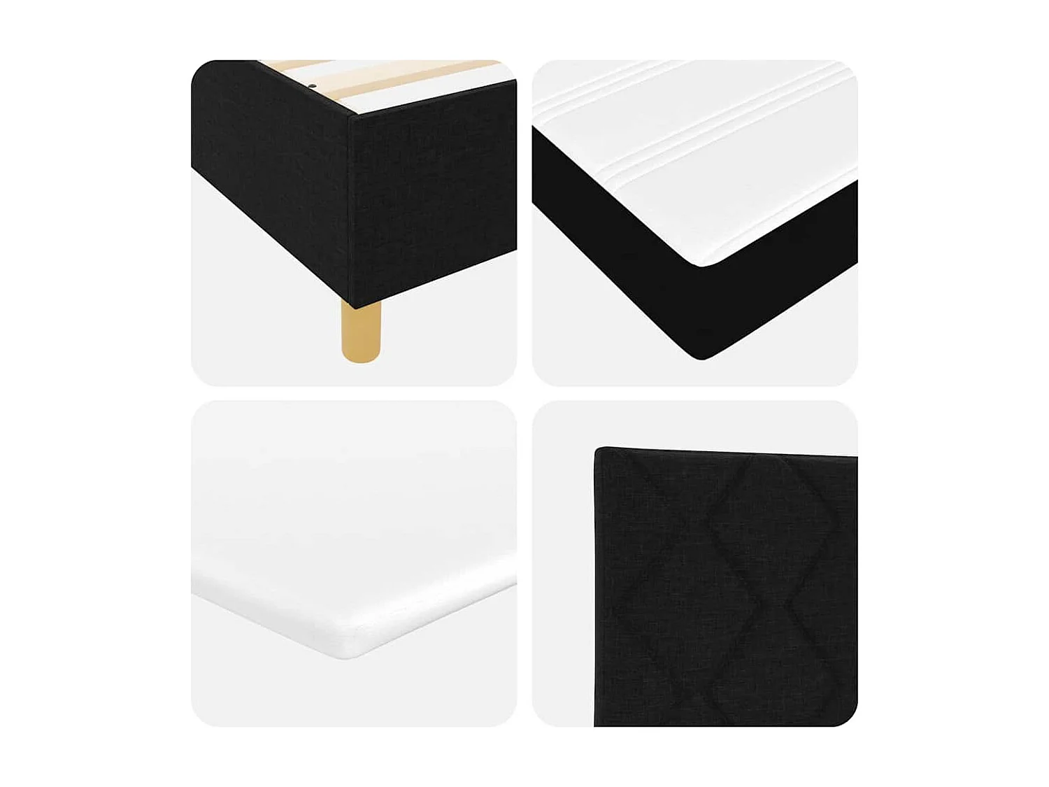Lit à ressorts avec matelas Noir 90 x 190 cm tissu