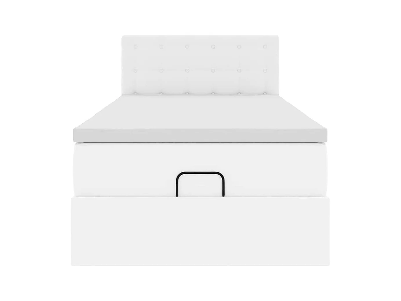 Lit ottoman avec matelas blanc 100x200 cm similicuir