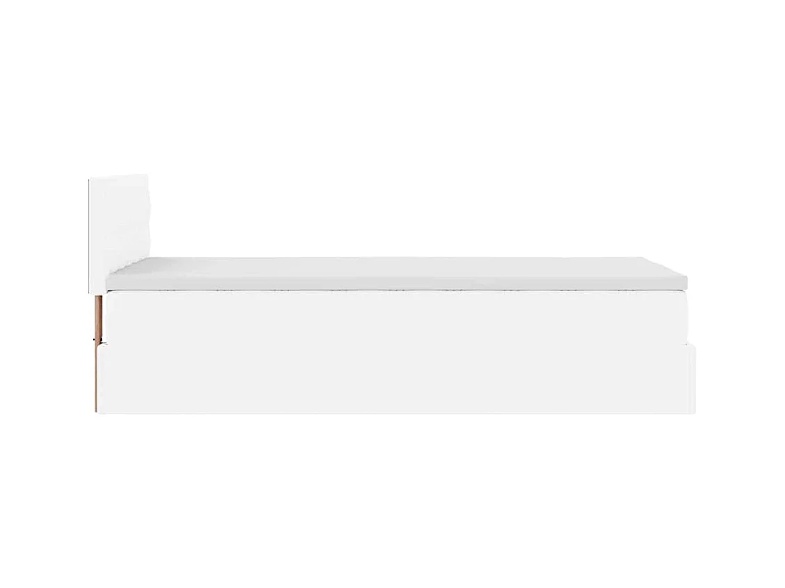 Lit ottoman avec matelas blanc 100x200 cm similicuir