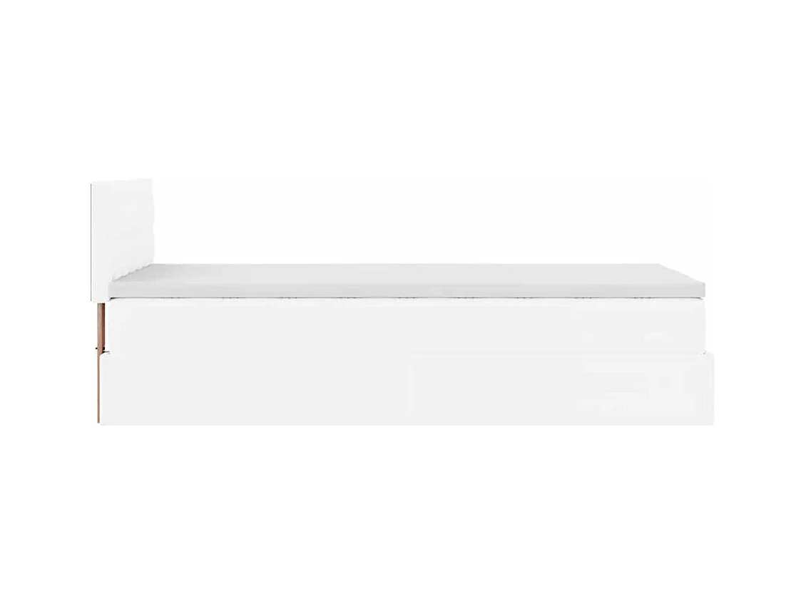 Lit ottoman avec matelas blanc 100x200 cm similicuir