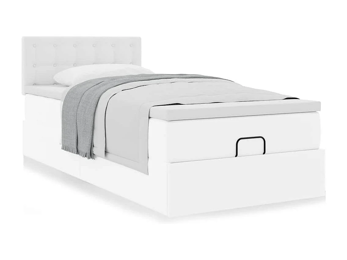 Ottomaanse bed met matras 100x200cm kunstleer wit