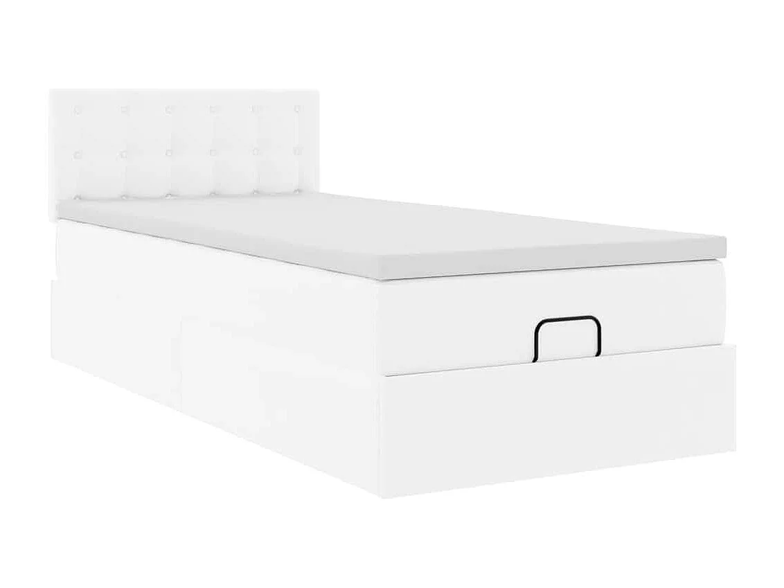 Ottomaanse bed met matras 100x200cm kunstleer wit