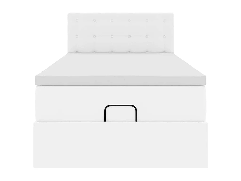 Cama otomana colchón cuero sintético blanco 100x200cm