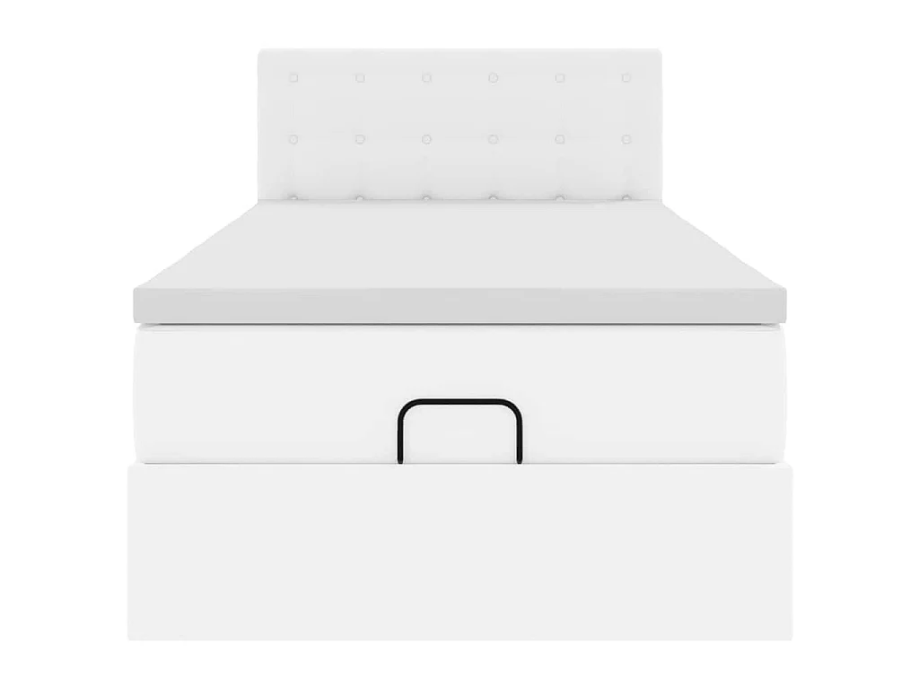 Cama otomana colchón cuero sintético blanco 100x200cm