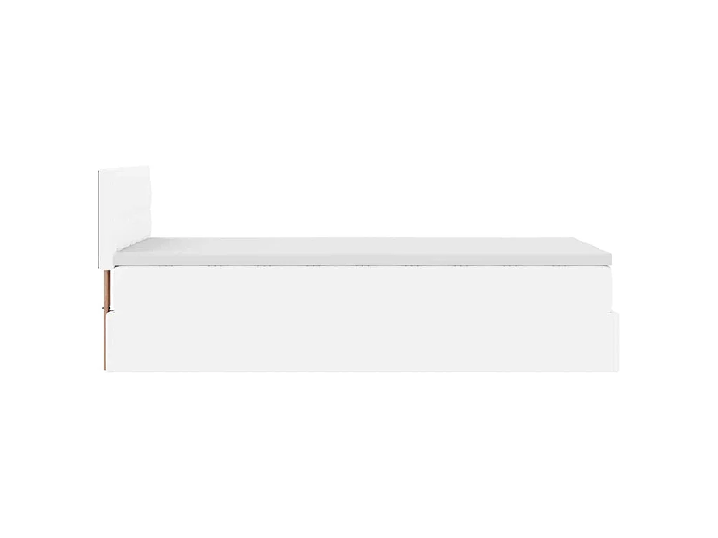 Cama otomana colchón cuero sintético blanco 100x200cm