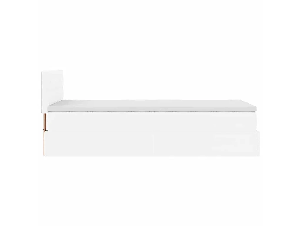 Cama otomana colchón cuero sintético blanco 100x200cm