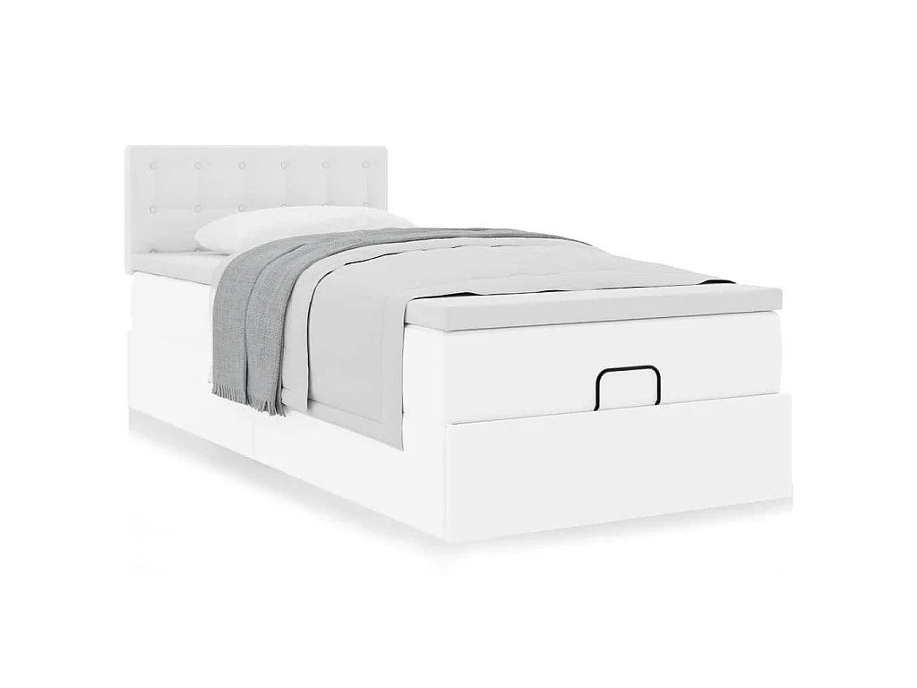 Ottomaanse bed met matras 100x200cm kunstleer wit