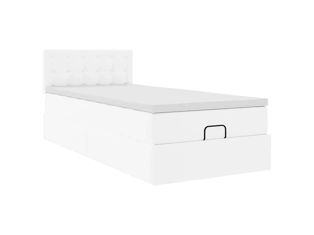 Ottomaanse bed met matras 100x200cm kunstleer wit