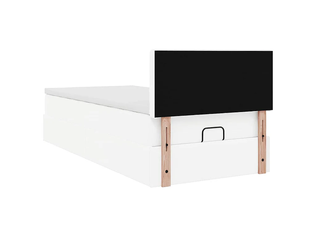 Lit ottoman avec matelas blanc 100x200 cm similicuir