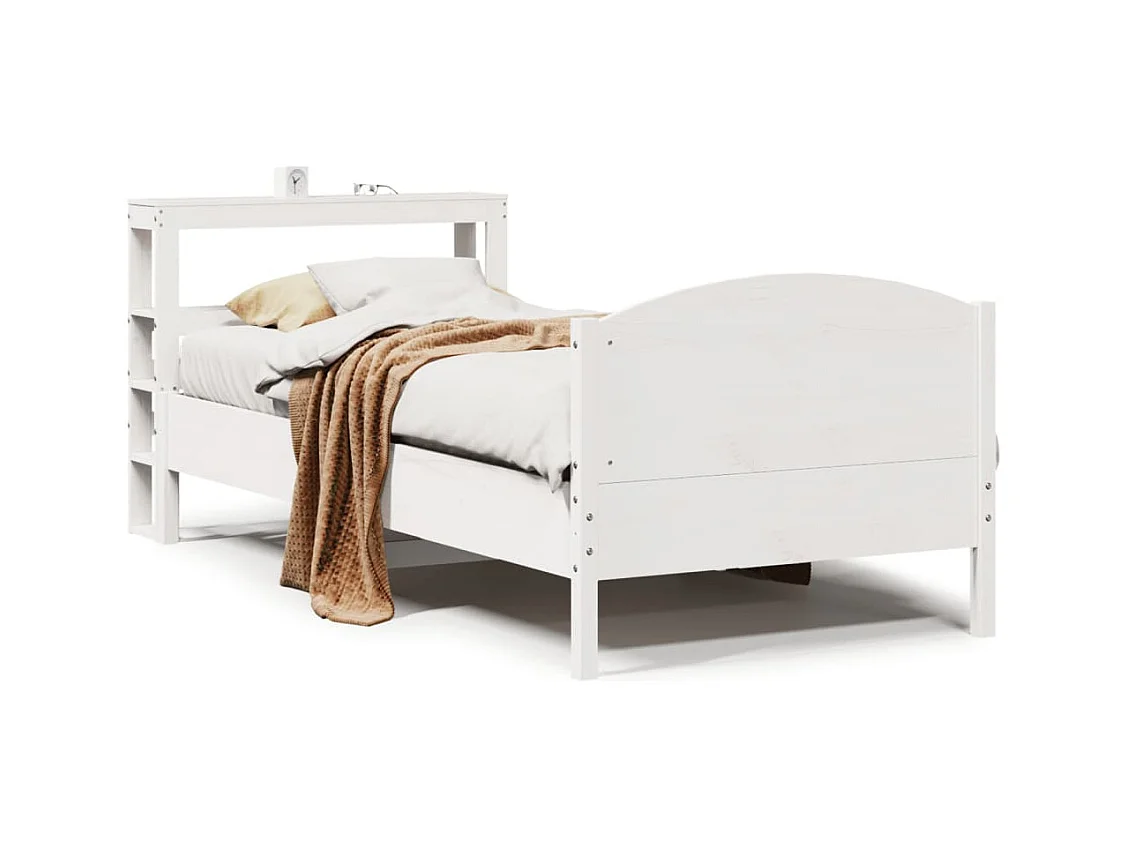 Cadre de lit sans matelas blanc 90x200 cm bois de pin massif