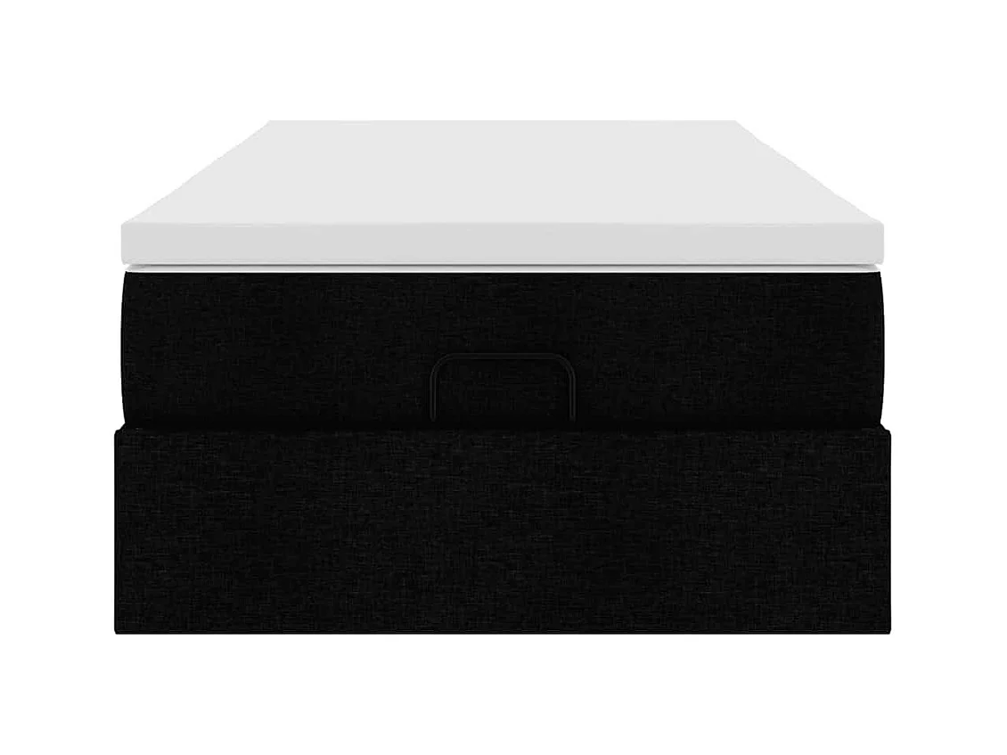 Cadre de lit ottoman avec matelas noir 90x190 cm tissu