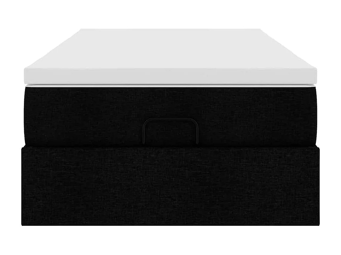 Cadre de lit ottoman avec matelas noir 90x190 cm tissu