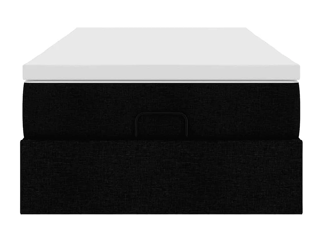 Cadre de lit ottoman avec matelas noir 90x190 cm tissu