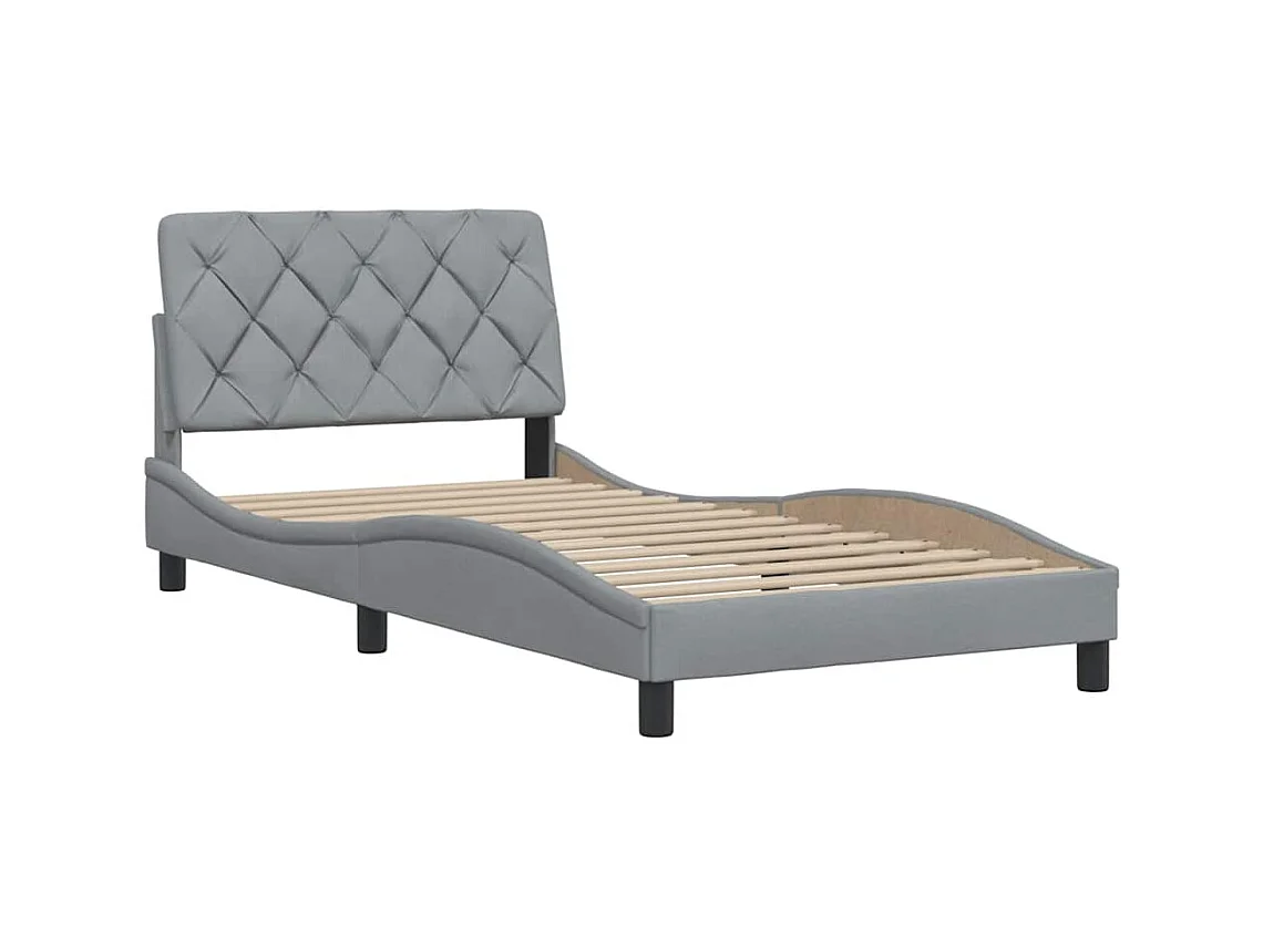 Cadre de lit sans matelas gris clair 100x200 cm tissu