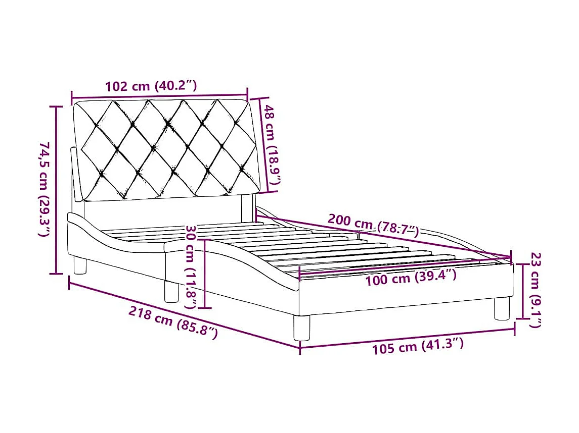 Estructura de cama sin colchón tela gris claro 90x200 cm
