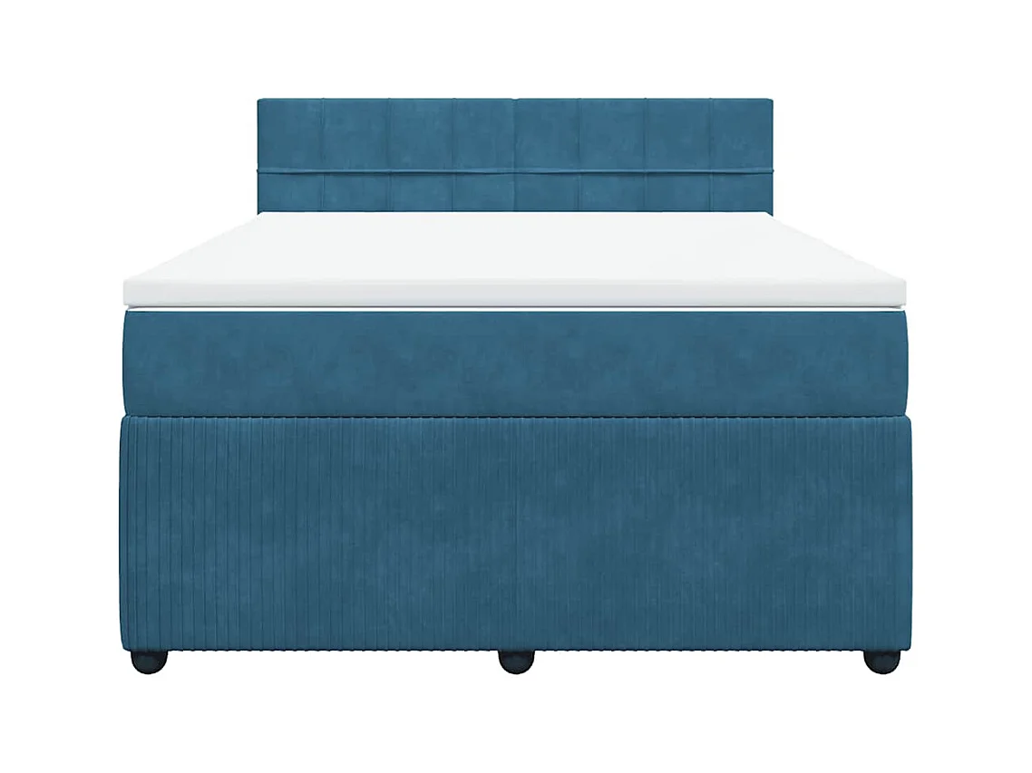 Boxspringbett mit Matratze Blau 140x200 cm Samt