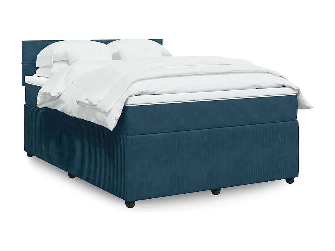 Giroletto a Molle con Materasso Blu 140x200 cm in Velluto