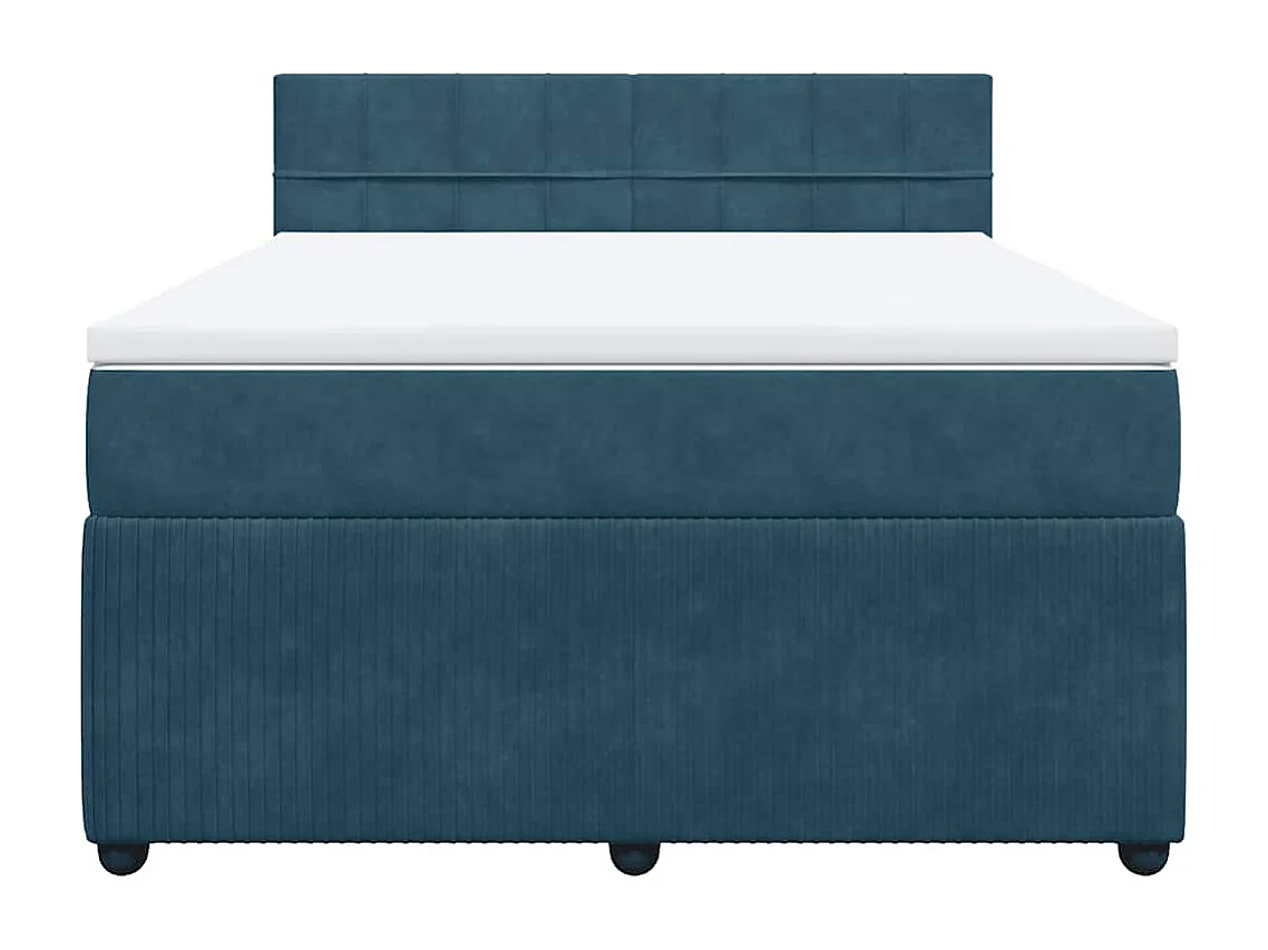 Giroletto a Molle con Materasso Blu 140x200 cm in Velluto