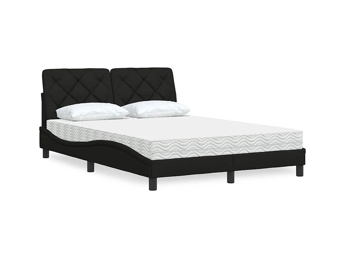 Bett mit Matratze Schwarz 140x200 cm Stoff