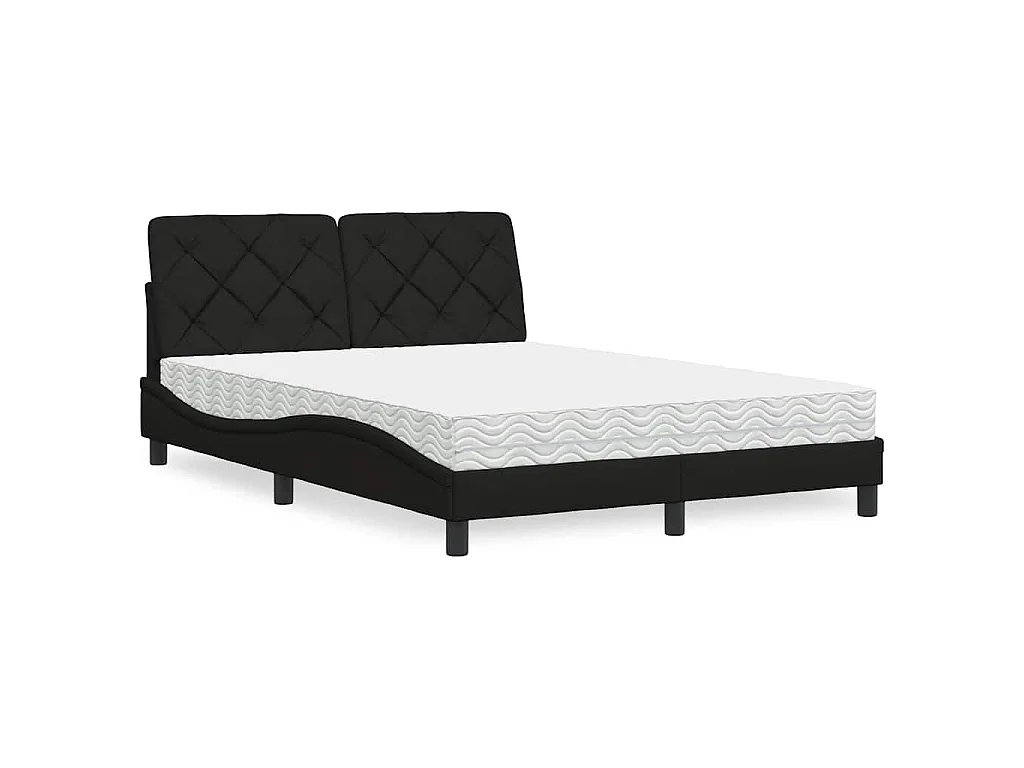 Cama con colchón tela negro 140x200 cm