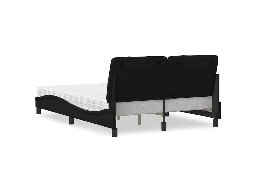 Cama con colchón tela negro 140x200 cm