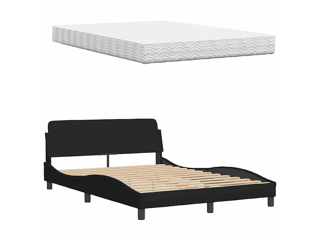 Cama con colchón tela negro 140x200 cm