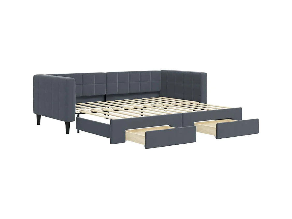 Lit de jour avec gigogne et tiroirs sans matelas 90x200 cm