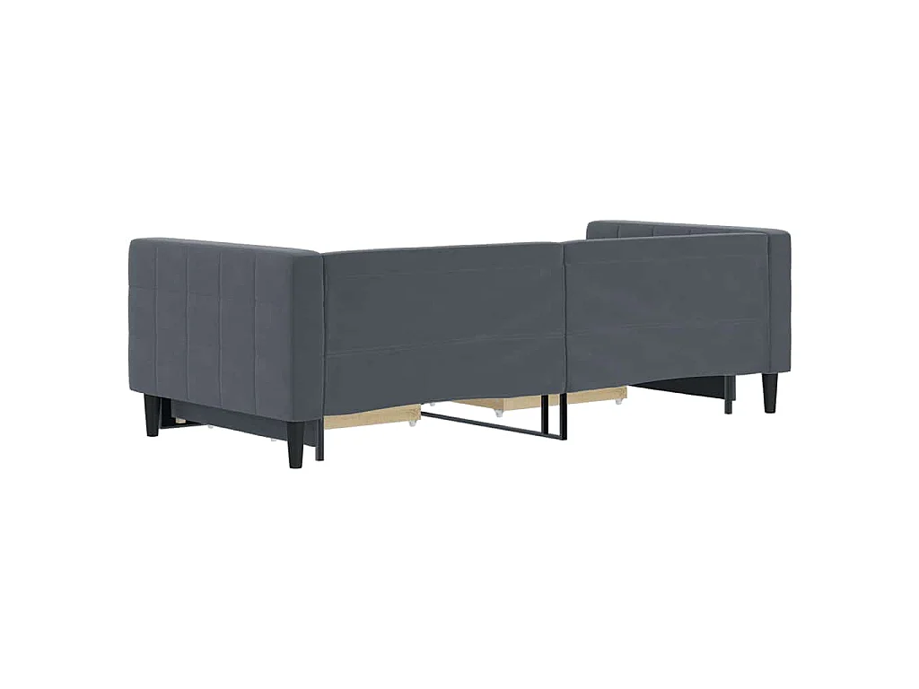 Divano Letto Estraibile Cassetti Grigio Scuro 90x200cm Velluto