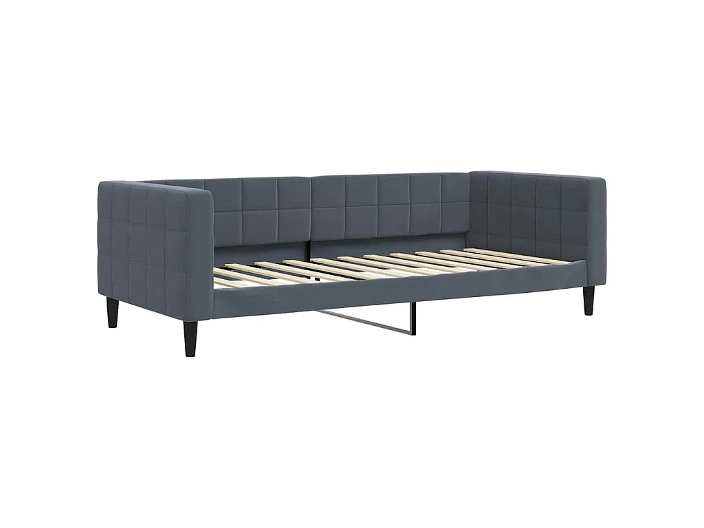 Divano Letto Estraibile Cassetti Grigio Scuro 90x200cm Velluto