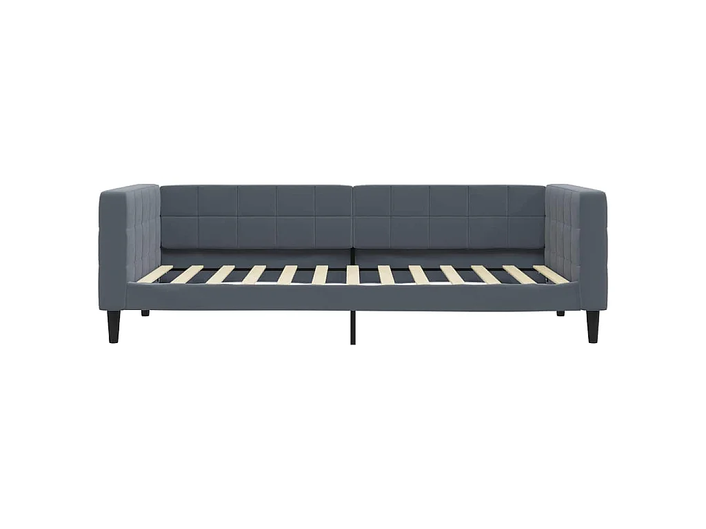 Divano Letto Estraibile Cassetti Grigio Scuro 90x200cm Velluto