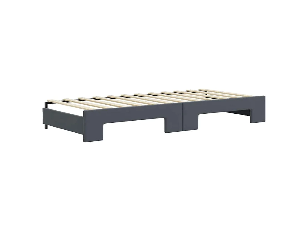 Divano Letto Estraibile Cassetti Grigio Scuro 90x200cm Velluto