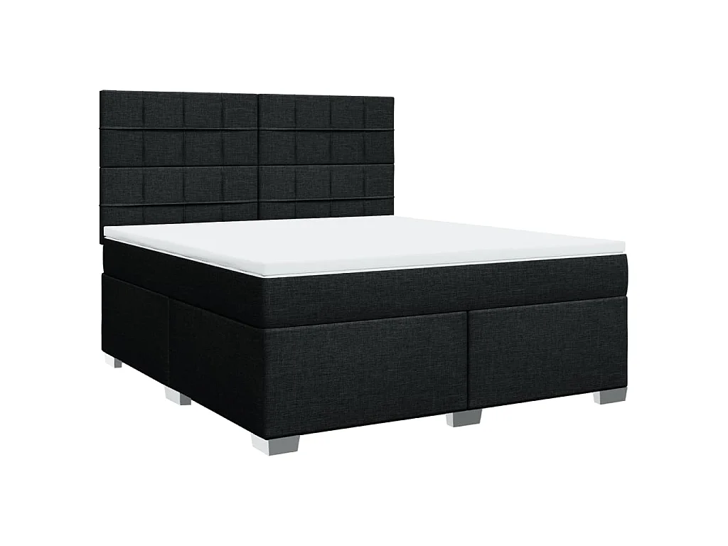 Boxspringbett mit Matratze Schwarz 180x200 cm Stoff