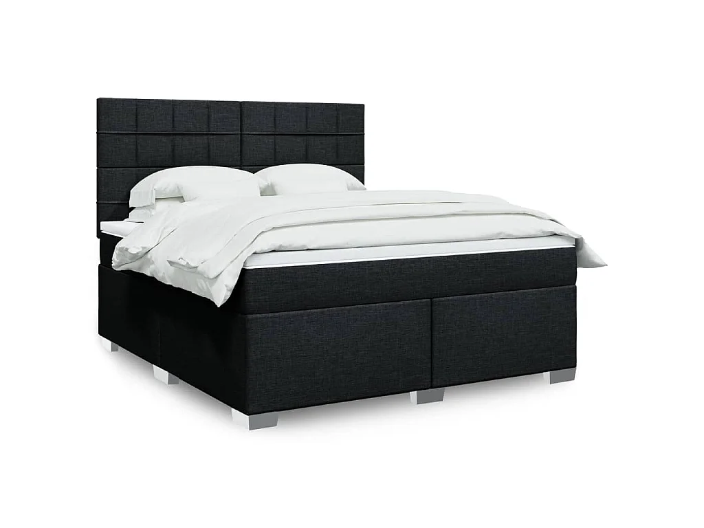 Boxspringbett mit Matratze Schwarz 180x200 cm Stoff