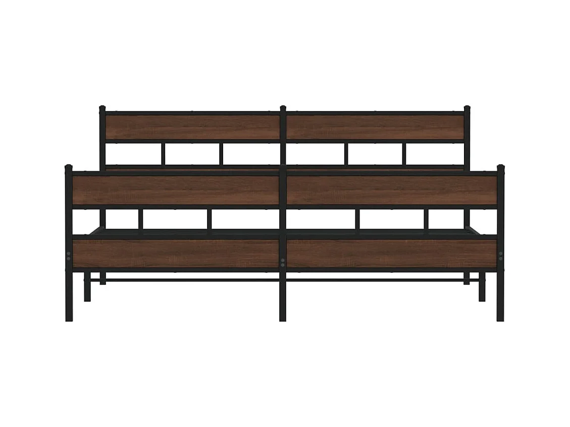 Metallbett ohne Matratze Braun Eichen-Optik 180x200 cm