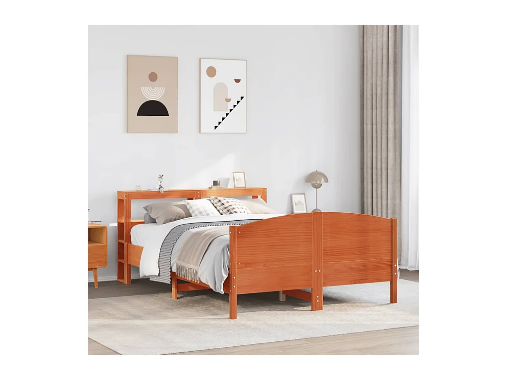 Cadre de lit sans matelas cire marron 160x200cm bois pin massif