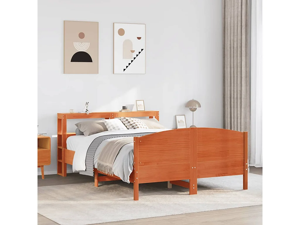 Bedframe zonder matras massief grenenhout wasbruin 160x200 cm