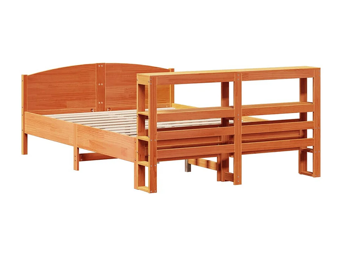 Bedframe zonder matras massief grenenhout wasbruin 160x200 cm