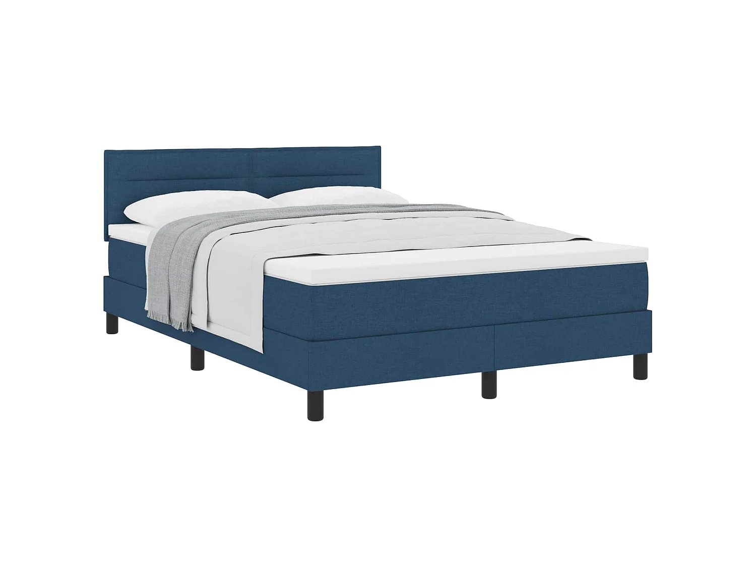 Boxspringbett mit Kissen mit Kopfteil Blau 160 x 200 cm Stoff