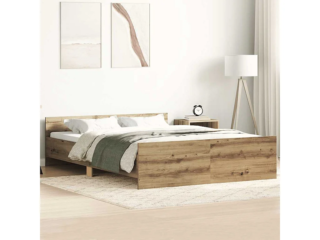 Cadre de lit sans matelas chêne artisanal 140x190 cm