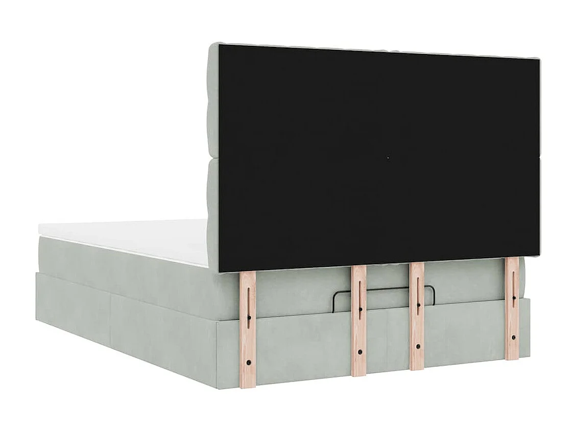 Cadre de lit ottoman et matelas gris clair 140x190 velours