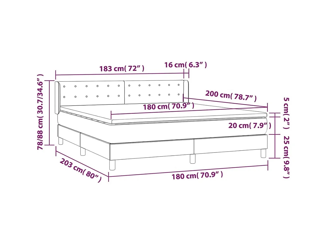 Sommier à lattes de lit avec matelas Crème 180x200 cm Tissu