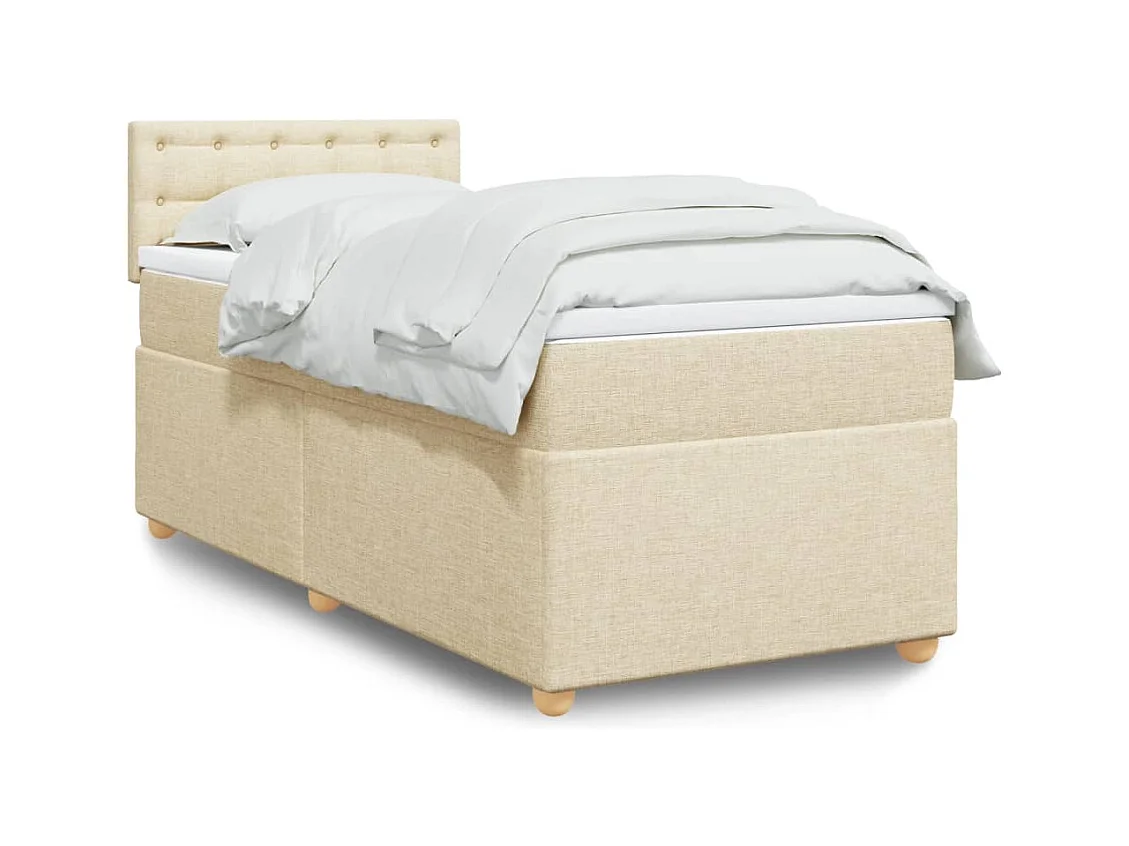 Sommier à lattes de lit avec matelas Crème 90x200 cm Tissu