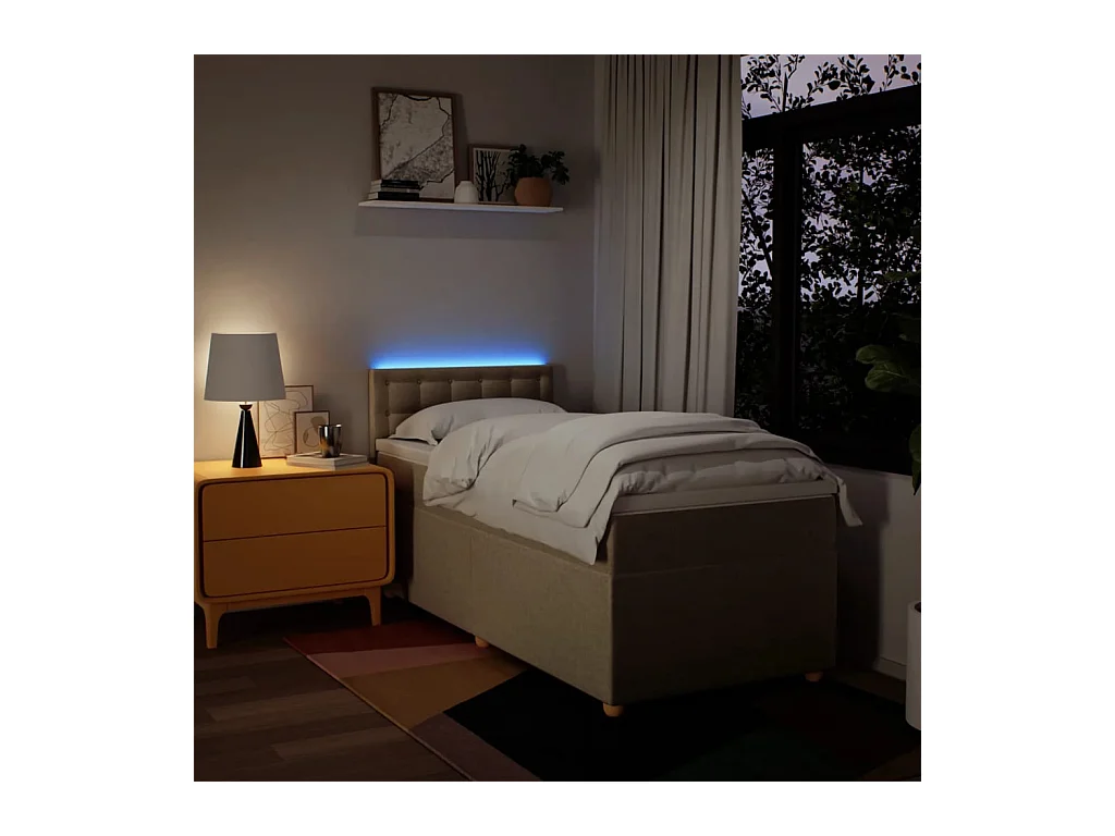 Sommier à lattes de lit avec matelas Crème 90x200 cm Tissu