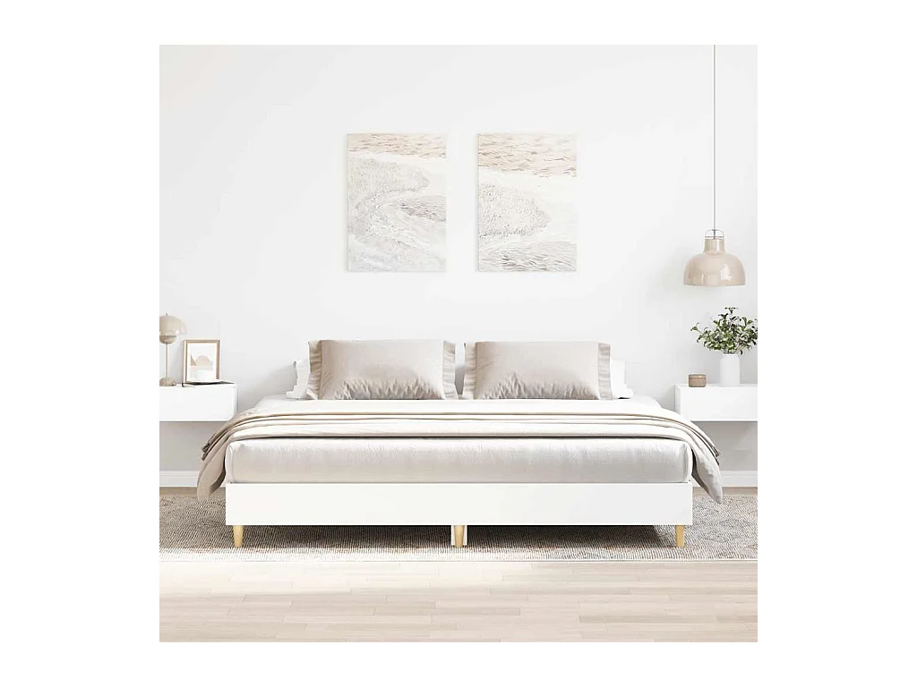 Cadre de lit sans matelas blanc 160x200 cm bois d'ingénierie