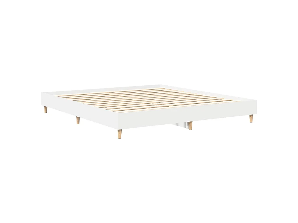 Cadre de lit sans matelas blanc 160x200 cm bois d'ingénierie