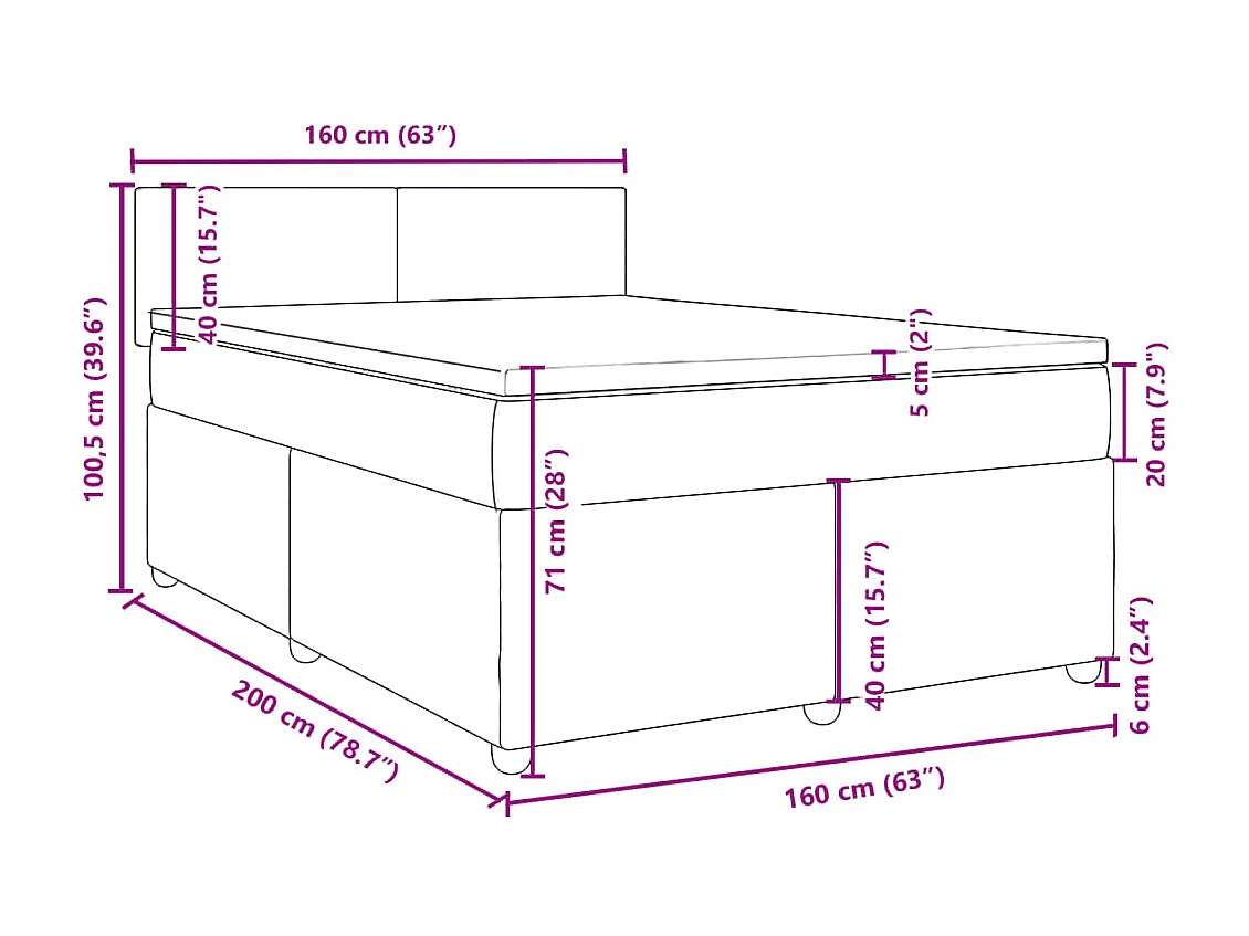 Boxspring met matras stof donkergrijs 160x200 cm