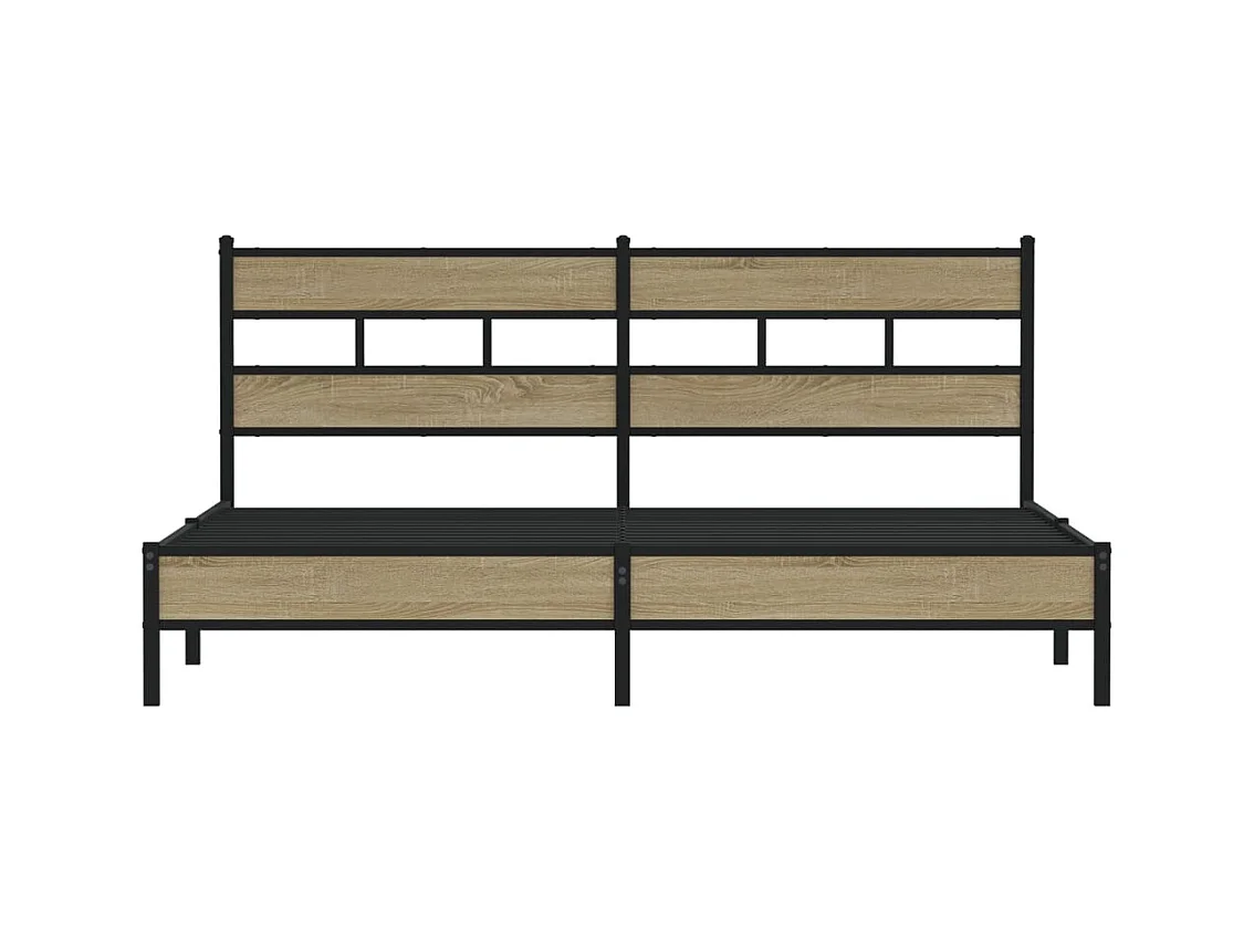 Cadre de lit en métal sans matelas chêne sonoma 180x200 cm