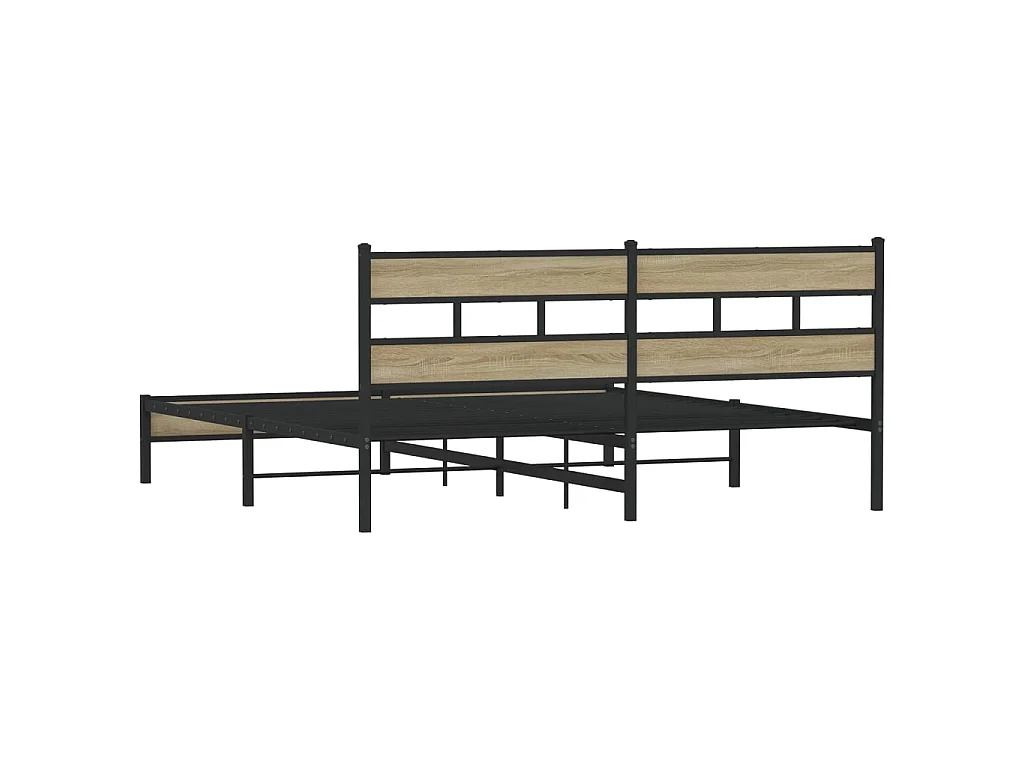 Cadre de lit en métal sans matelas chêne sonoma 180x200 cm
