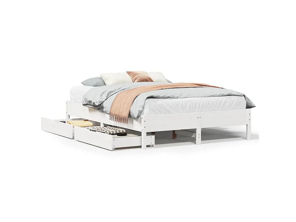 Cadre de lit sans matelas blanc 140x200 cm bois de pin massif